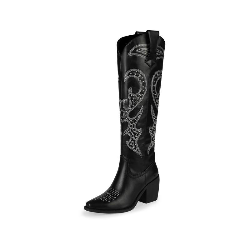 Unique Embroidery Knee High Cowgirl Boots