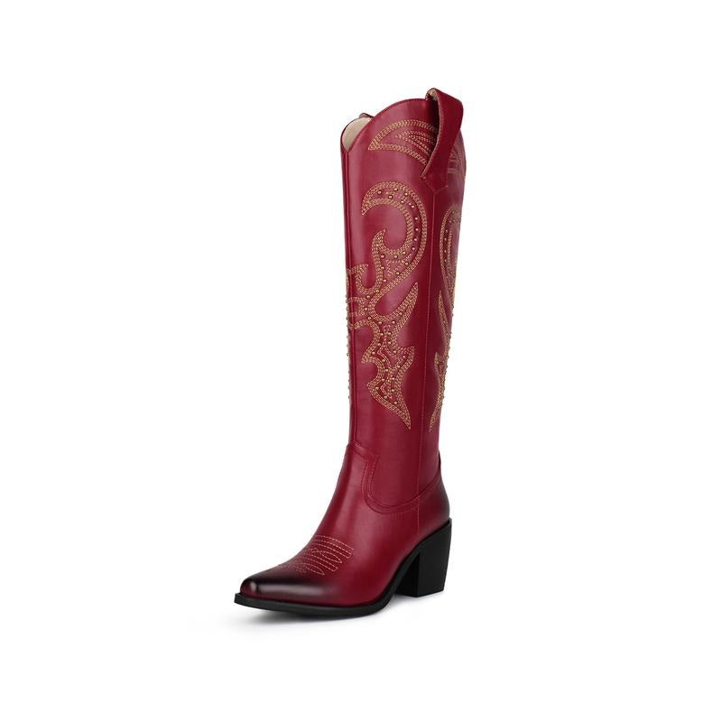 Unique Embroidery Knee High Cowgirl Boots