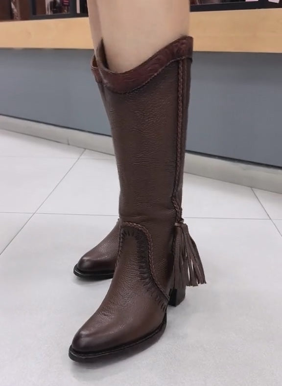 Vintage Cowhide Tassel Boots