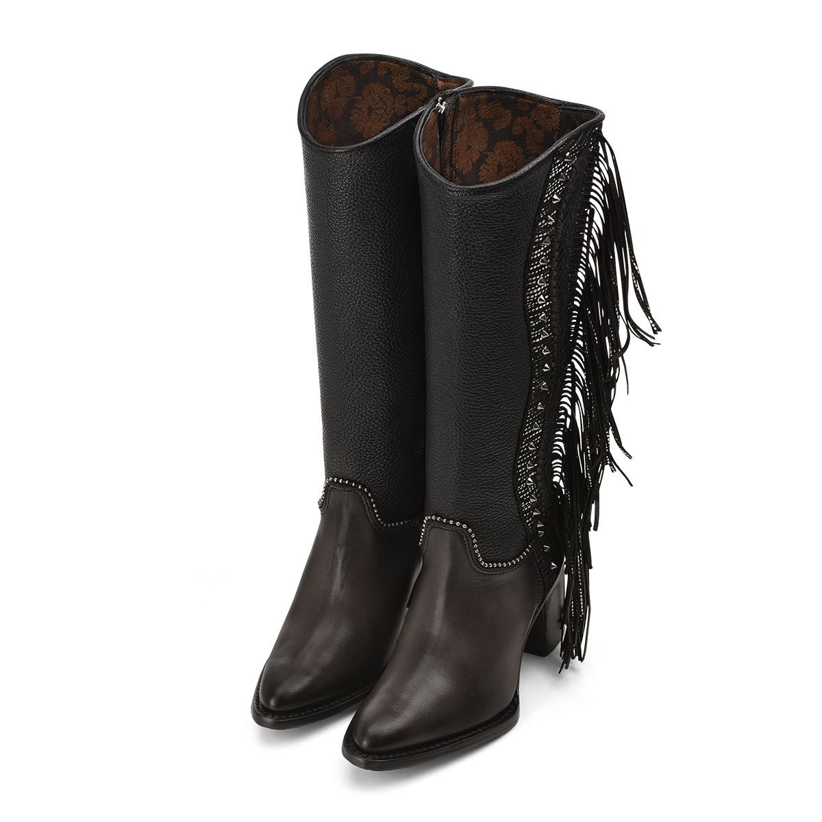 Braided Leather Knee High Boots