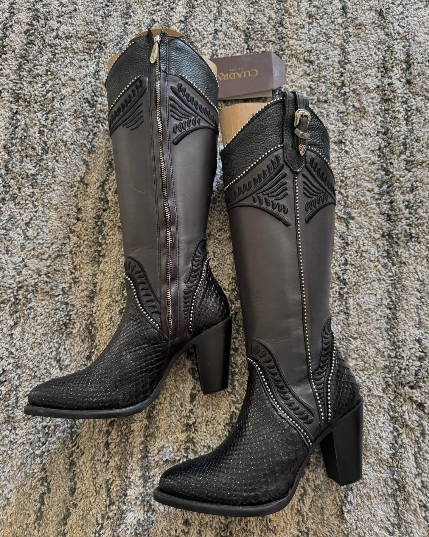 Italian Cowhide High-heeled Boots