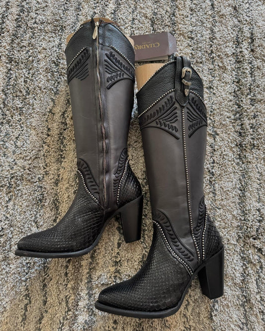Italian Cowhide High-heeled Boots