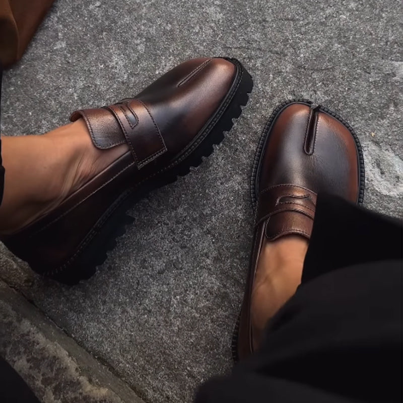 Flat Toe Shoes Leather Shoes Pig Feet Shoes