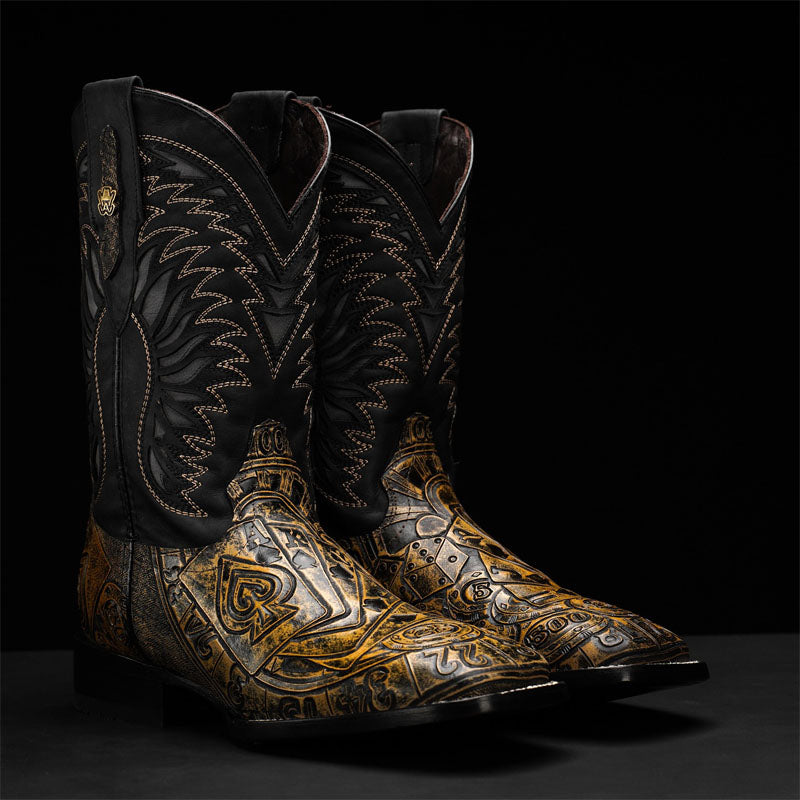 Western Embroidered Square Boots