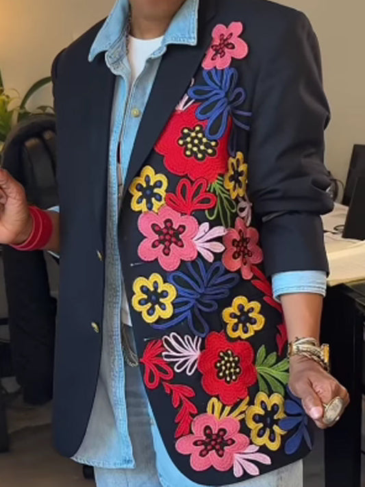 Appliques Flower Loose Blazer