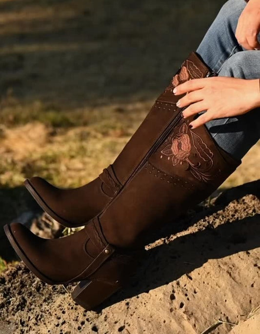 Floral Embroidered Suede High-heeled Boots(Buy 2 Free Shipping✔️)